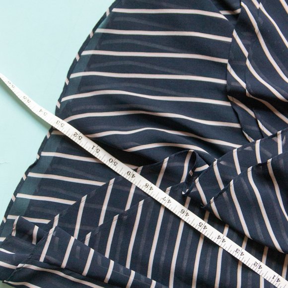 Rachel Roy Collection Navy Blue White Striped Long Sleeve Midi Length Dress Sz 6 - Picture 8 of 11